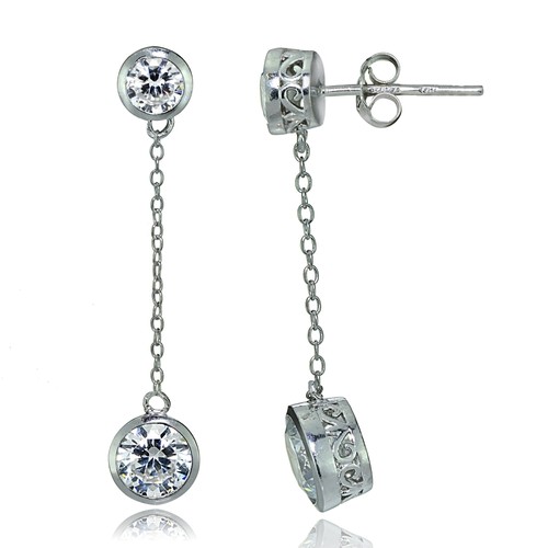 Argent sterling rond zircone - sterling,