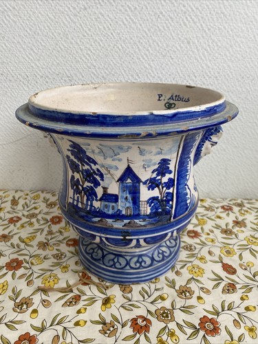 Ancien cache pot faïence - faïence, de