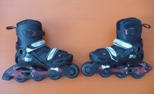 OXELO Rollers enfant réglables ajustables 34-36 Chausson cuir 3 serrages - TBE