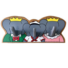 Porte-manteaux enfant vintage Babar l'éléphant en bois Vilac Made in France 1990