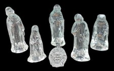 Anciens Petits Sujets De Crèche En Verre Moulé /Nativité Sainte Vierge/Noël 