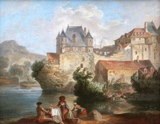 Tableau ancien paysage LACROIX