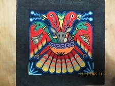  TABLEAU HUICHOL N°12  LUIS CASTRO YARN PAINTING 20x20 cm  8" x 8"