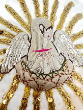 Orfroi Cygne Fil D'Or & Argent Linge  Sacred ,Art Sacré Liturgique 19 th