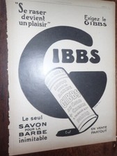 GIBBS savon à barbe publicité papier ILLUSTRATION 1921