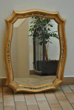 Grand miroir décoratif cadre bois décor dorure fleur