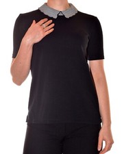 tshirt noir uni col claudine
