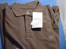 NWT$50 IZOD SALTWATER WASH COTTON POLO SHIRT BROWN S