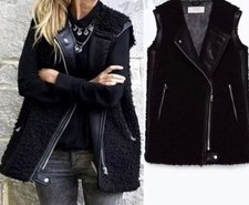 ZARA Noir Motard Faux Fourrure