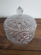 Ancienne cloche à fromage en verre sculpté - French antique cheese bell