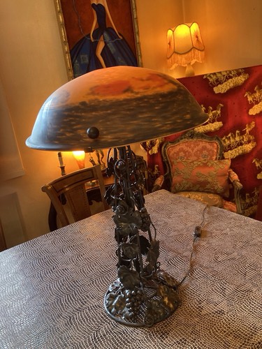 Lampe art nouveau pâte de - lampe,