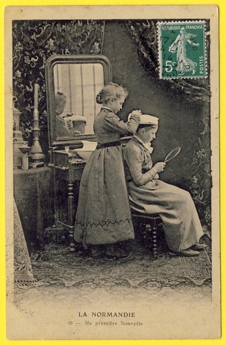 Cpa folklore normand scène - scène, de