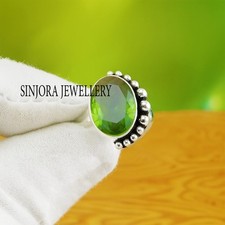 Bague cadeau péridot pierre précieuse argent sterling 925 fait main taille...
