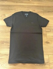 Armani Jeans T-shirt Noir Col V Taille M Très Bon État Minimaliste & Chic