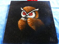 cadre=sur velours création   hibou peint  pour accroche,,,, tableau  collector