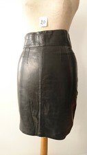 Jupe N°20 cuir Agneau "Noir" Vintage 1980 - "PELLESSIMO" - T.42 - Neuf