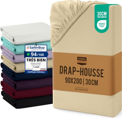 Drap housse beige 90 x - housse, 200