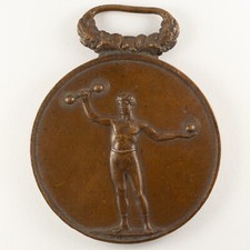 Médaille sportive ancienne - Gymnaste - Haltères
