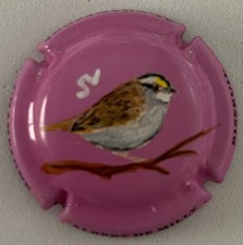 1 Capsule de champagne Peinte à La Main ALBERT DE MILLY, OISEAU FOND ROSE