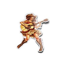PACK AUTOCOLLANTS STICKERS Vinyle Country Cowgirl Guitare Musique Chapeau Bottes