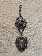ANCIENNE CHAINE DE MONTRE A GOUSSET GILETIERE BLASON Fleur De Lys 