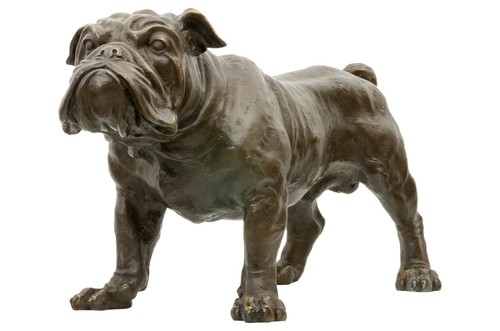 Sculpture bronze chien - en,