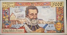FRANCE 5000 FRANCS HENRI IV 1957  ✨TTB +✨