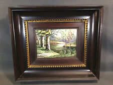 Ancien tableau champètre automne sur porcelaine d'art M. Chaufriasse Limoges