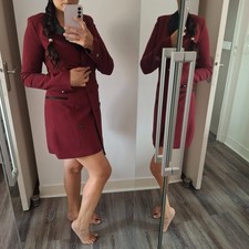 Veste longue femme à carreaux bordeaux et noir - Taille S - GUESS