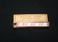 Ancien ruban initiales tissé rouge FS couture, mercerie