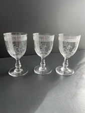 3 Verres à Vin Rouge En Cristal Baccarat Modelé Fougères 