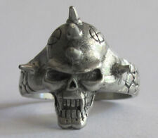 BAGUE CHEVALIERE HOMME ACIER INOX MASSIF CRÂNE TÊTE BIKER GOTHIQUE NEUVE T.13