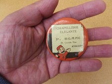 Ancien miroir de poche pub chapelier chapellerie P. blanc Avallon guignol