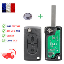 Clé Vierge CE0523 ASK, VA2 2buttons pour Peugeot 107 à 308 SW, et Citroën C2-C8