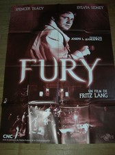 RARE AFFICHE DU FILM "FURY" / FRITZ LANG, SPENCER TRACY / 120x160 CMS / TB ETAT