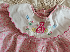 barboteuse rose fleuri vintage 12 mois  poupon ancien convert snf bella gégé