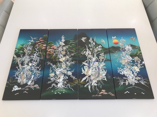 Lot tableaux laque nacre - de,