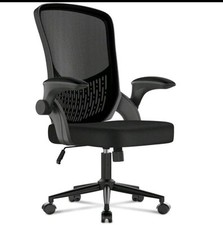 Bigzzia Ergonomic Office Chair With Fold-Up Armrests, Mid-Back Mesh Chair...