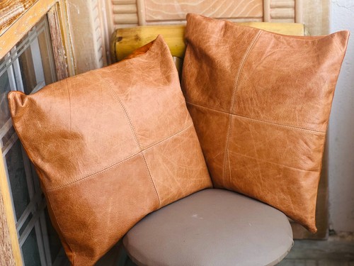 Housse coussin cuir - housse, en