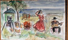Aquarelle de Roland DUBUC " les gitans"
