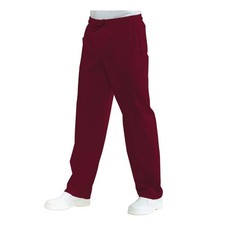 Pantalon Cuisinier Unisexe avec Elastique Bordeaux En Mixte Coton - Isacco - Med