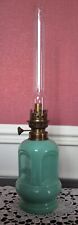 Ancienne Lampe à Pétrole en Opaline Vert Pâle HS Allemagne