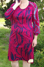 ANCIENNE JOLIE ROBE + GILET VINTAGE MODE RÉTRO 1950 DÉCORS FEUILLES TAILLE 44/46