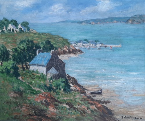Tableau ancien paysage marine - paysage,