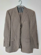 Beau Costume Podio en LIN 100% Marron rayures. Taille 50 ou XL (voir mesures)