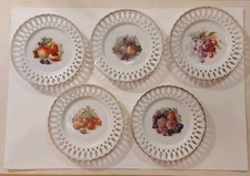5 Assiettes A Dessert Anciennes en Porcelaine Ajourées 