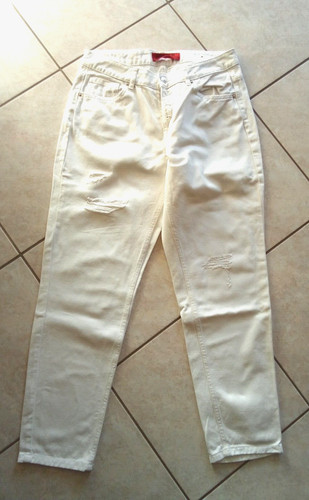 Jean blanc troué 38 - blanc,