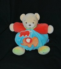 Peluche doudou ours boule bleu KALOO 2 tons éléphant poche grelot 25 cm TTBE