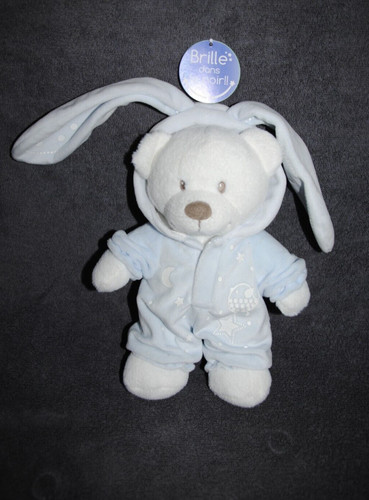 Doudou ours blanc lapin - blanc,