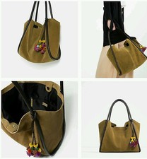 ZARA SLIT SUEDE BUCKET BAG